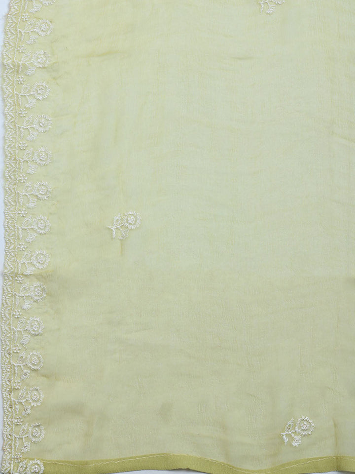 Embroidered Crepe Unstitched Suit With Dupatta