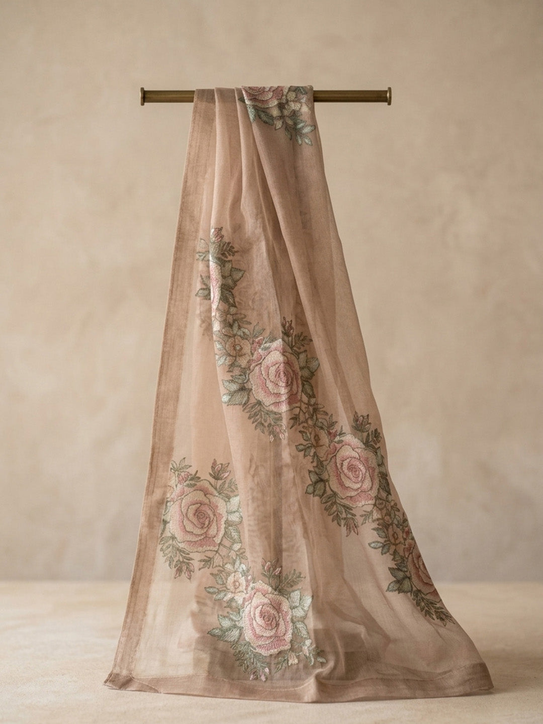 Embroidered Tissue Unstitched Suit With Pant &amp; Dupatta