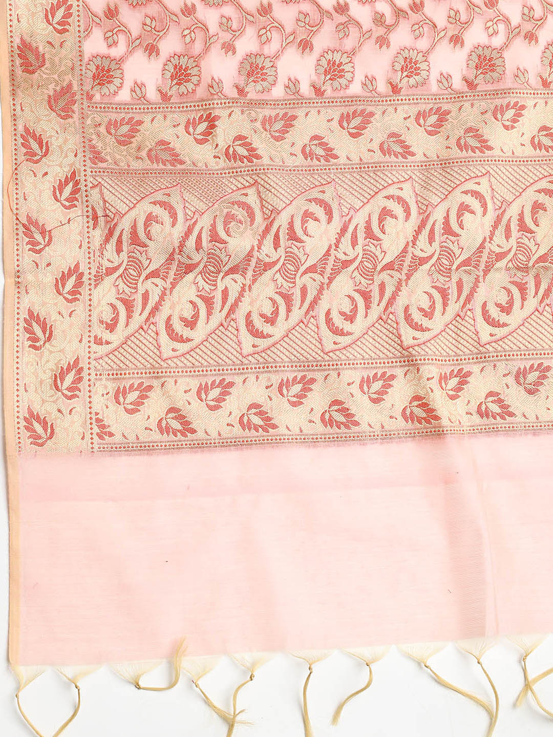 Woven Banarasi Chanderi Unstitched Suit With Dupatta