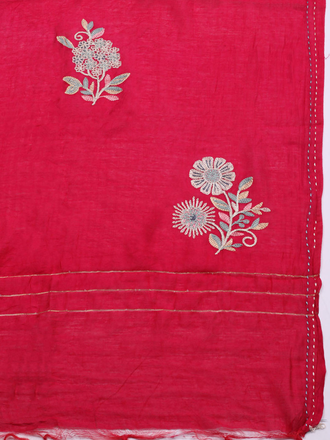Embroidered Cotton Blend Unstitched Suit With Pant &amp; Dupatta