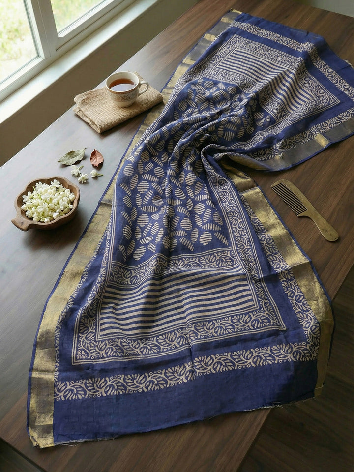 Printed Cotton Blend Unstitched Suit With Pant &amp; Dupatta