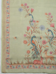 Printed Linen Blend Unstitched Suit With Pant & Dupatta