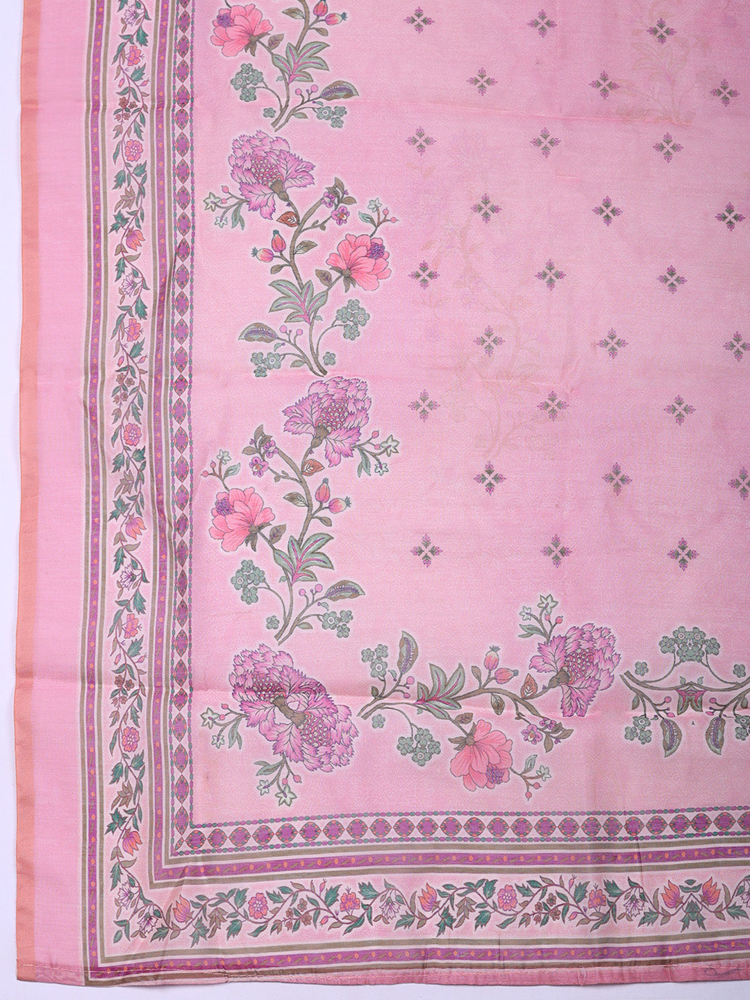 Embellished Chanderi Unstitched Suit With Pant &amp; Dupatta