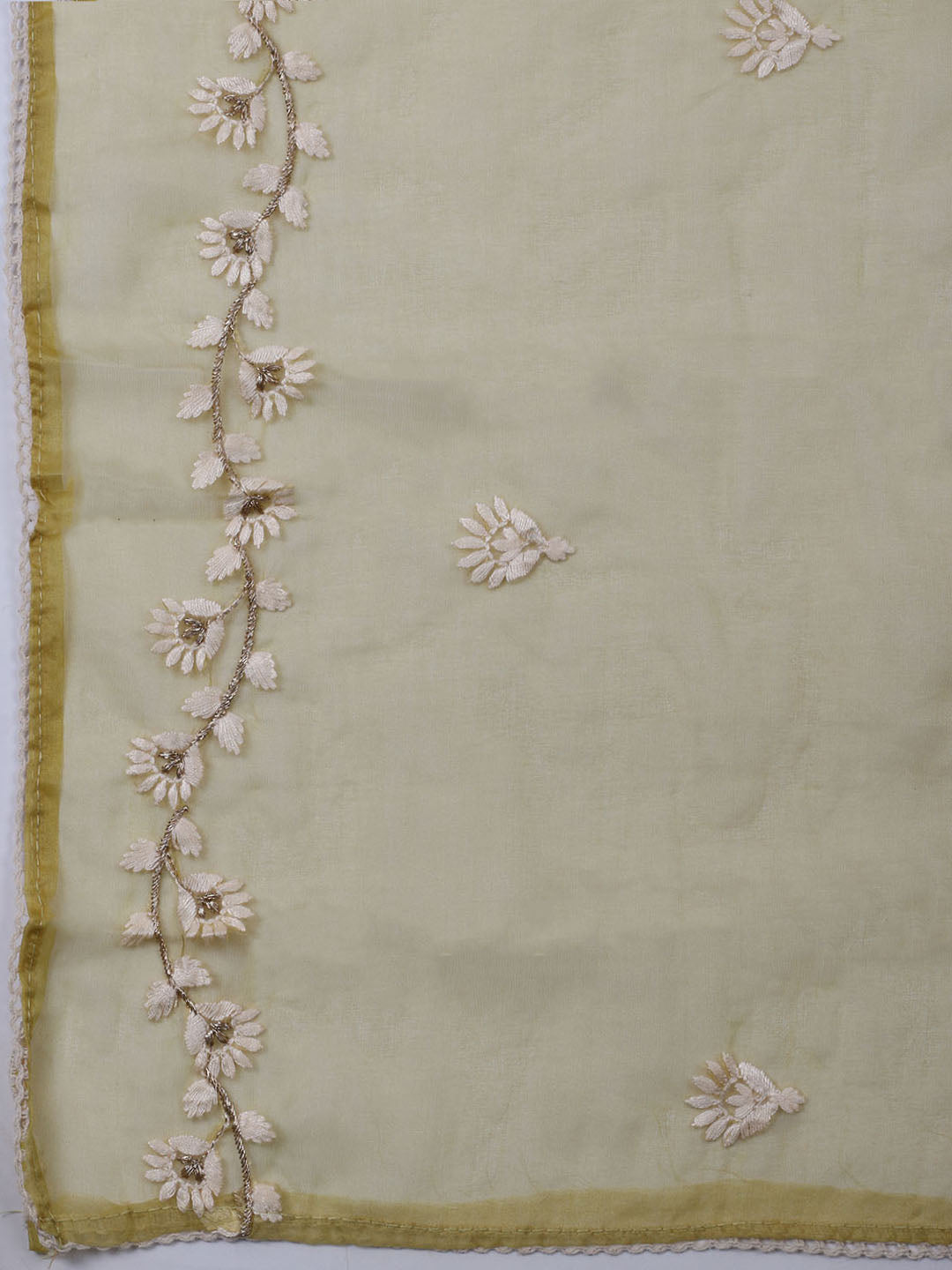 Neck Embroidered Chanderi Unstitched Suit With Dupatta