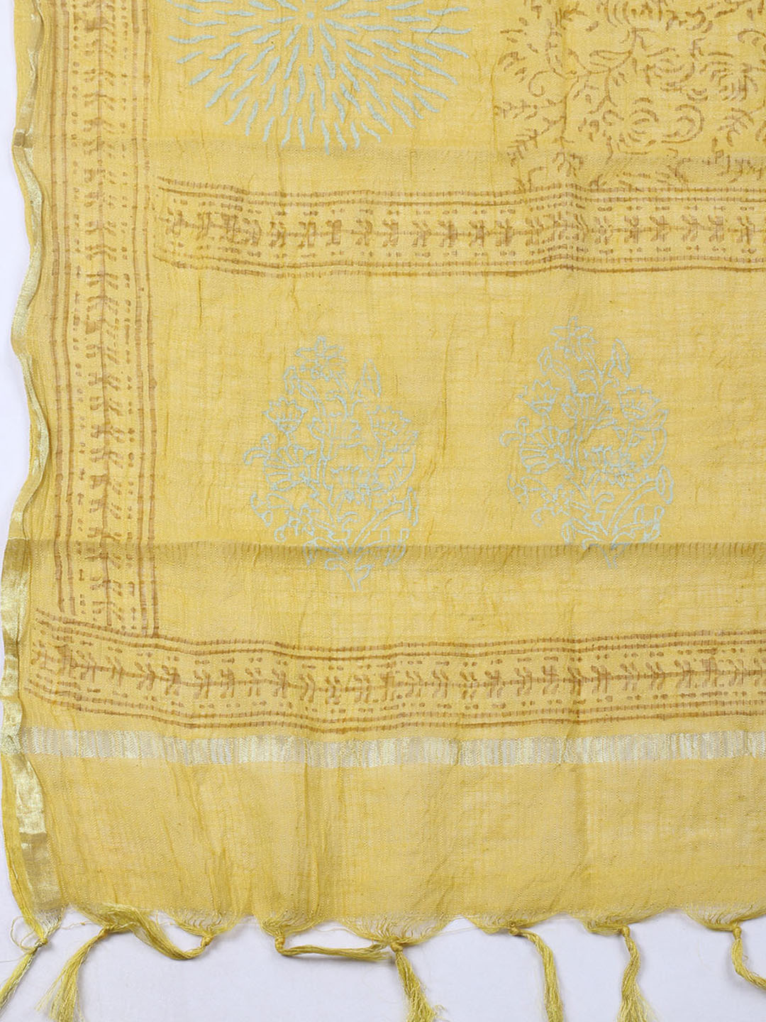 Printed Cotton Blend Unstitched Suit With Pant &amp; Dupatta