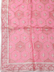Embroidered Chanderi Unstitched Suit With Dupatta