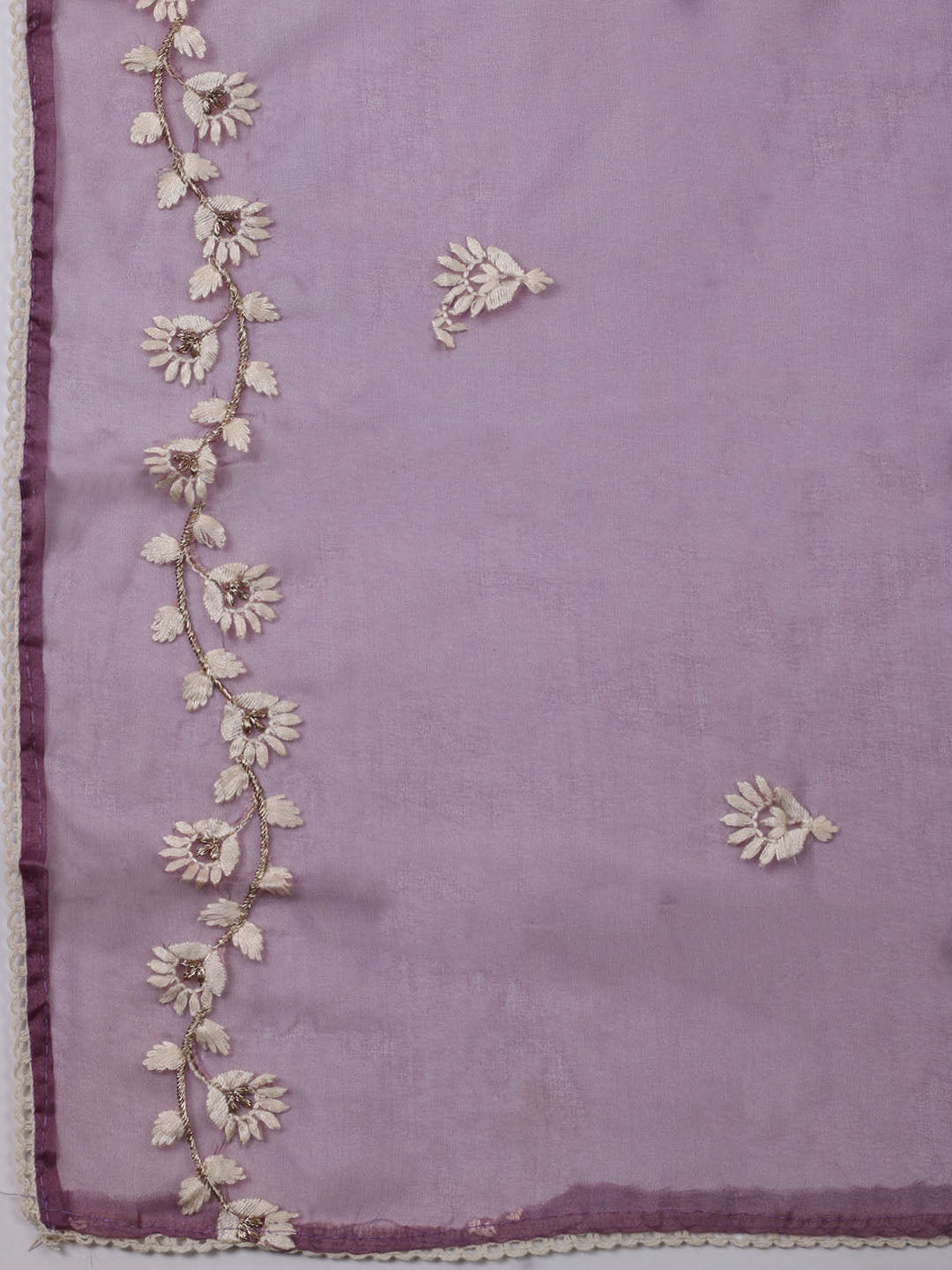 Neck Embroidered Chanderi Unstitched Suit With Dupatta