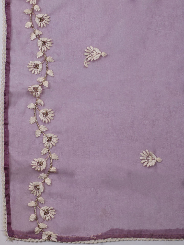 Neck Embroidered Chanderi Unstitched Suit With Dupatta