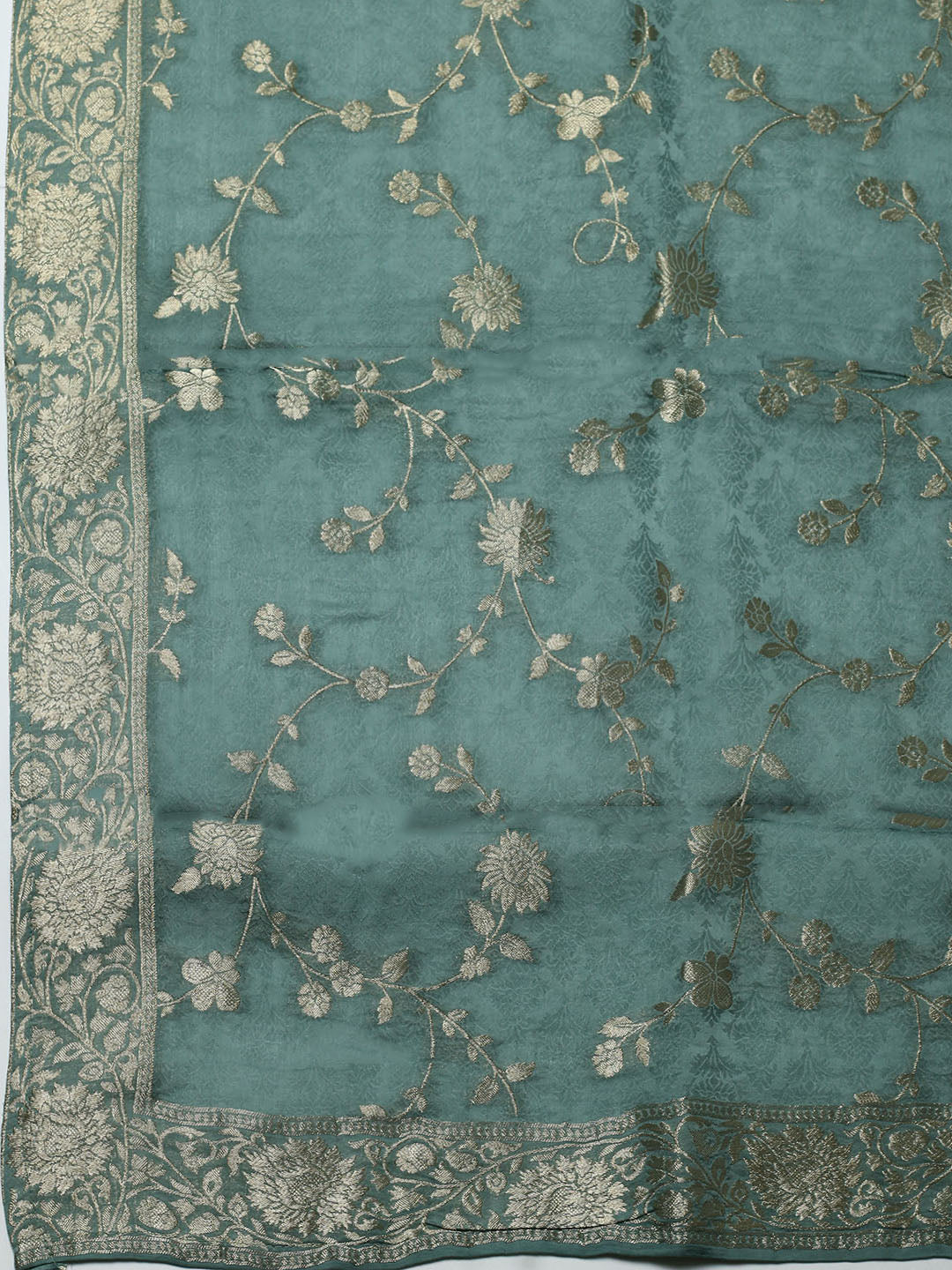 Woven Design Chanderi Unstitched Suit With Pant &amp; Dupatta