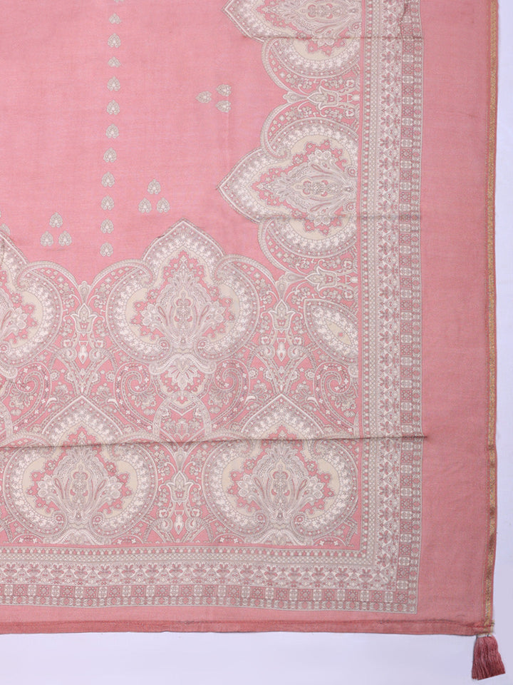 Embroidered Muslin Unstitched Suit With Pant &amp; Dupatta