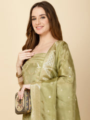 Floral Woven Chanderi Unstitched Suit Piece With Dupatta