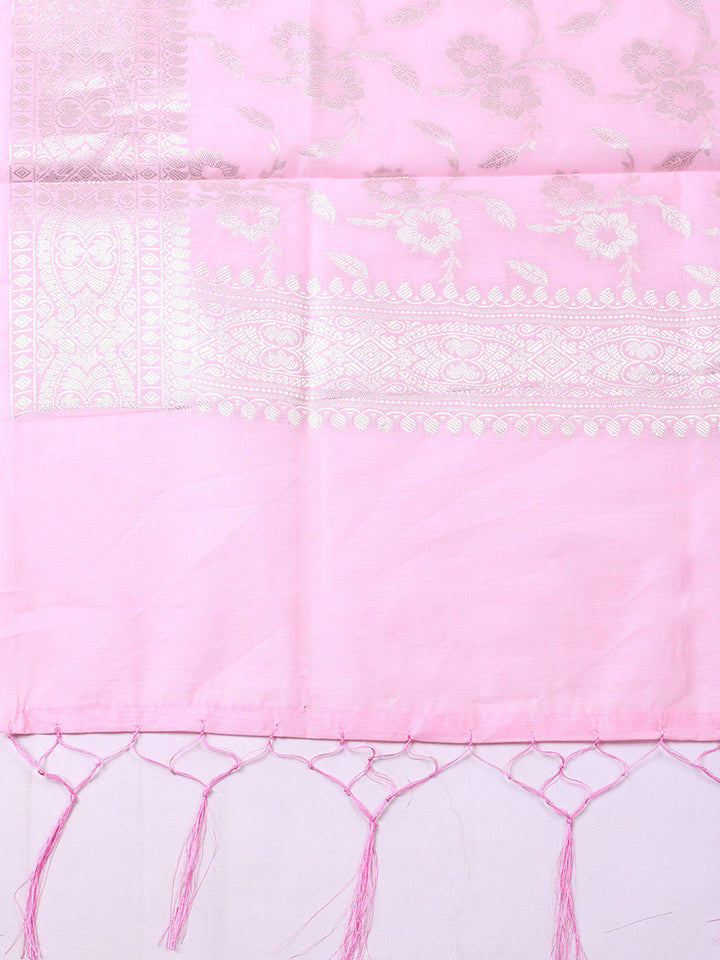 Woven Design Chanderi Unstitched Suit With Pant &amp; Dupatta