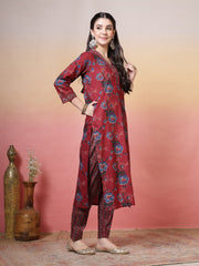 Embroidered Cotton Kurta With Pant & Dupatta
