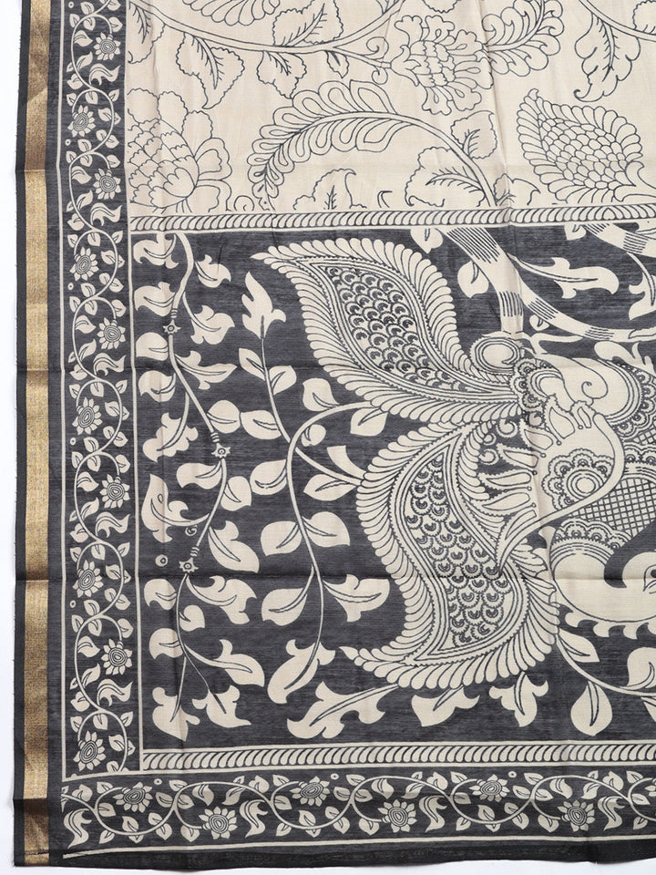 Printed Cotton Blend Unstitched Suit With Pant &amp; Dupatta