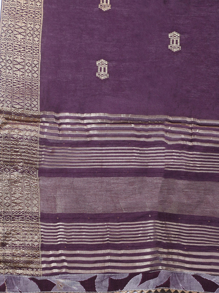 Printed Cotton Blend Unstitched Suit With Pant &amp; Dupatta