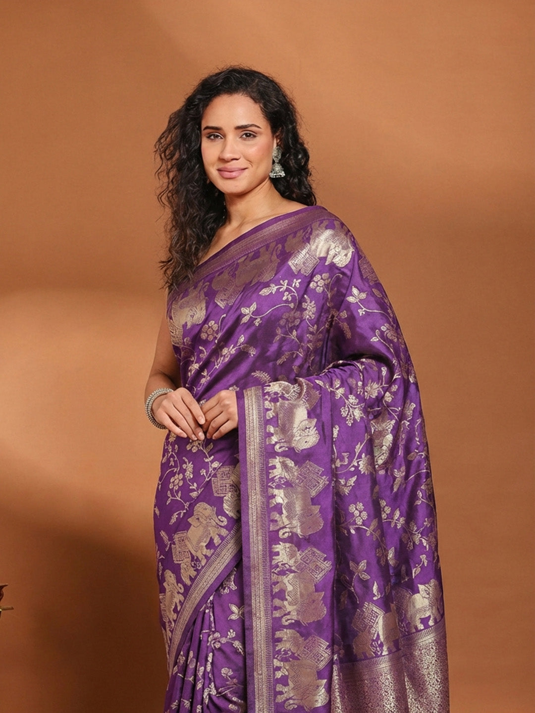 Plain Crepe Saree