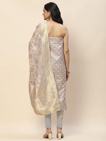 Woven Chanderi Unstitched Suit Piece With Dupatta