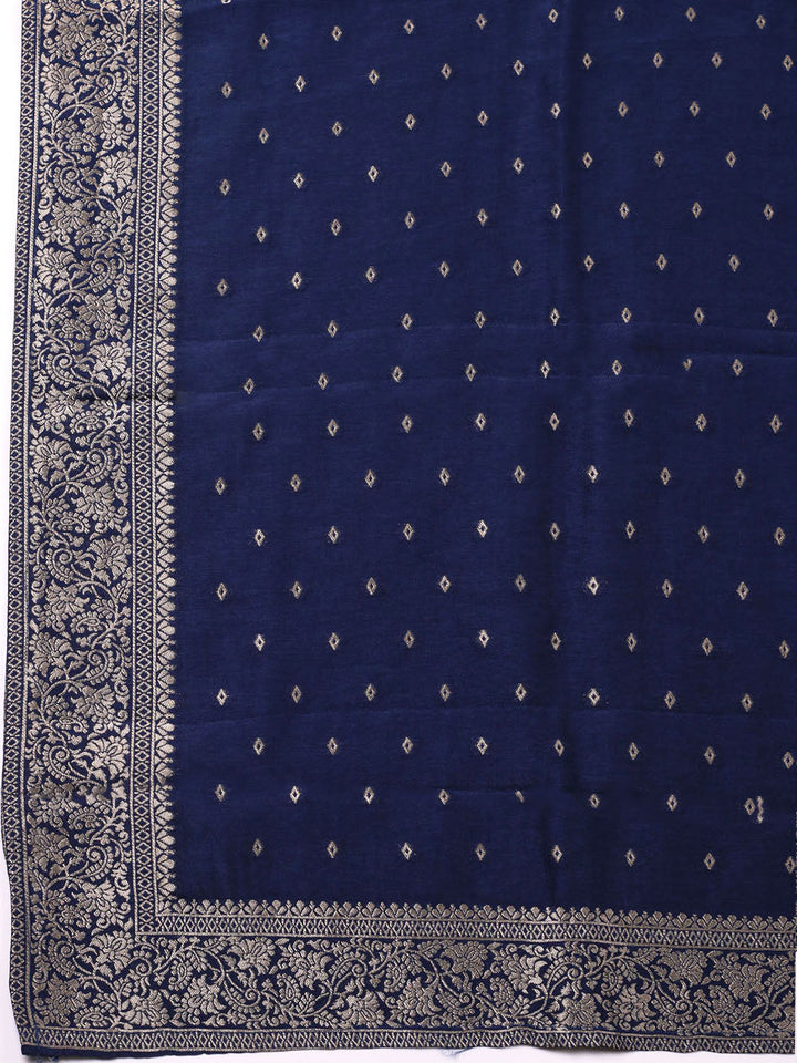 Woven Design Chanderi Unstitched Suit With Pant &amp; Dupatta