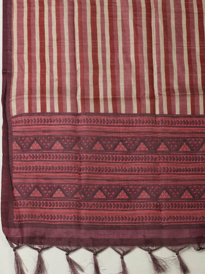 Printed Chanderi Unstitched Suit With Pant &amp; Dupatta