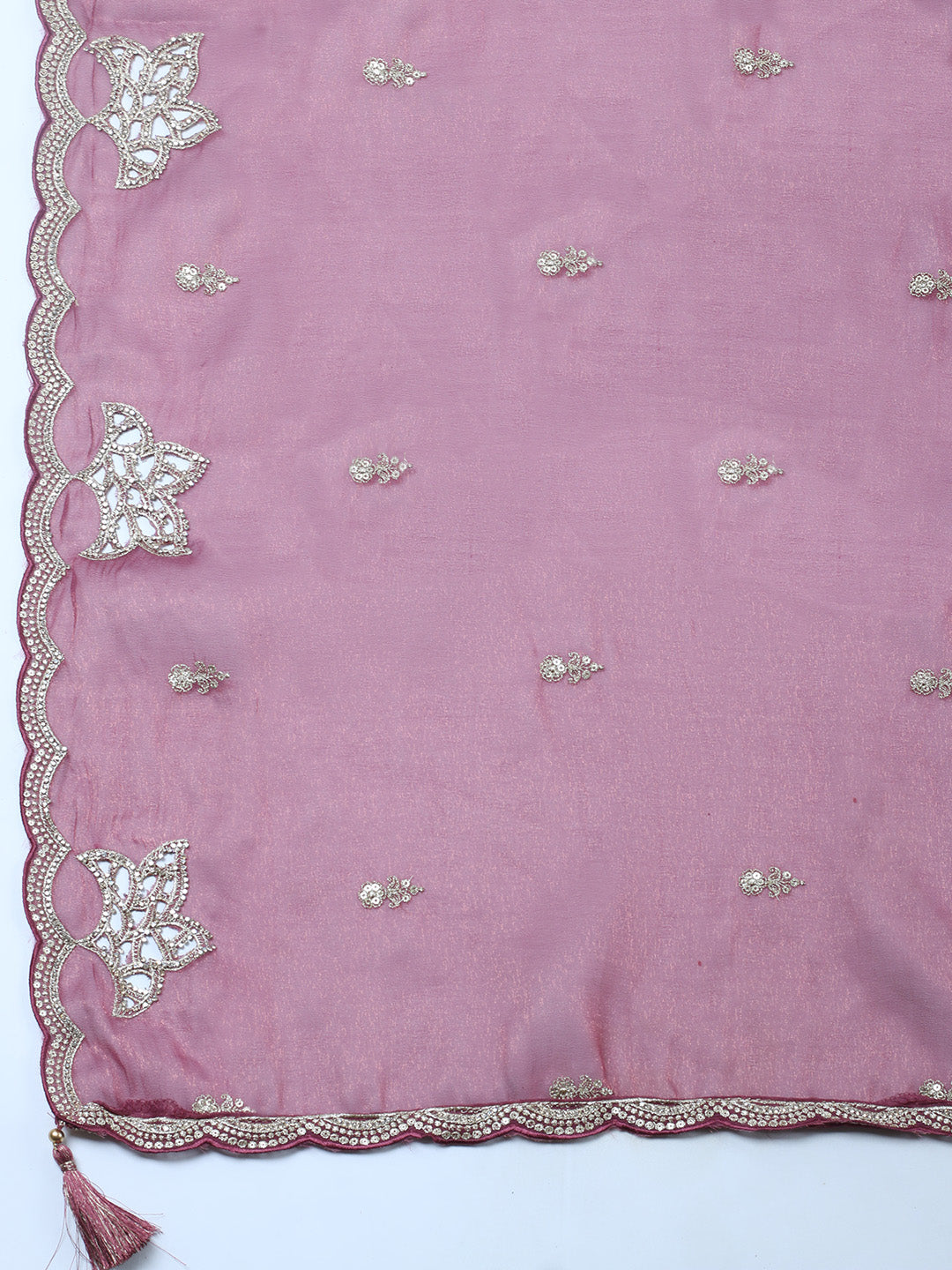 Embroidered Tissue Unstitched Suit With Pant &amp; Dupatta