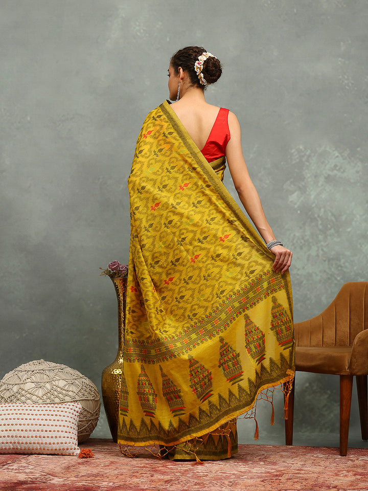 Resham Booti Woven Cotton Saree