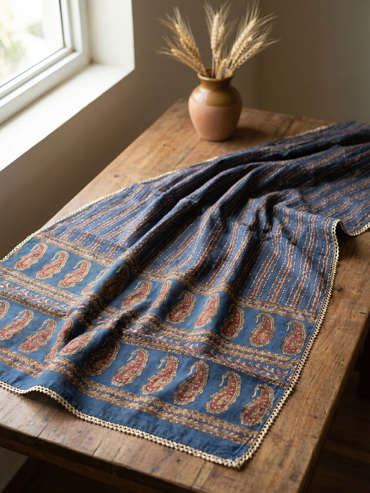 Printed Cotton Blend Unstitched Suit With Pant &amp; Dupatta