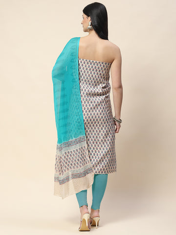 Printed Cotton Unstitched Suit Piece With Dupatta