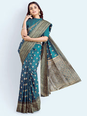 Zari Border Booti Art Silk Woven Saree