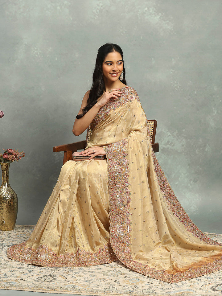 Zari Jaal &amp; Sequin Embroidered Banarasi Saree