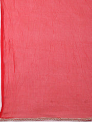 Embroidered Chanderi Red Unstitched Suit With Pant & Dupatta
