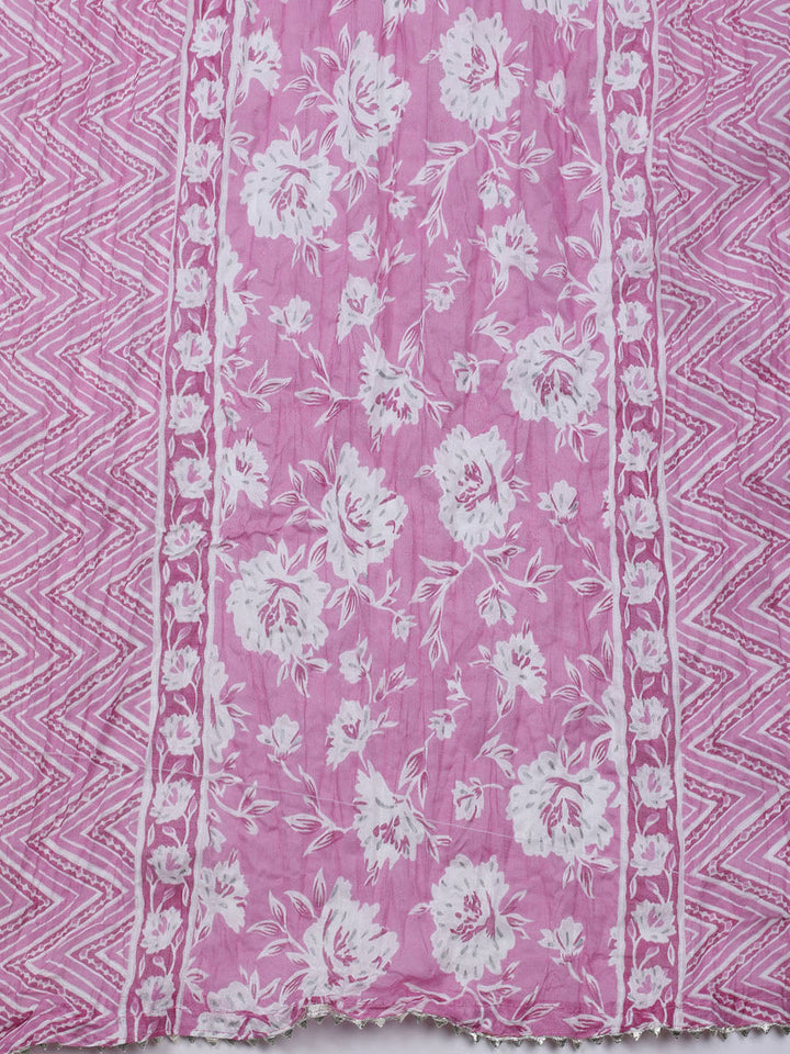 Neck Embroidered Cotton Blend Unstitched Suit With Dupatta