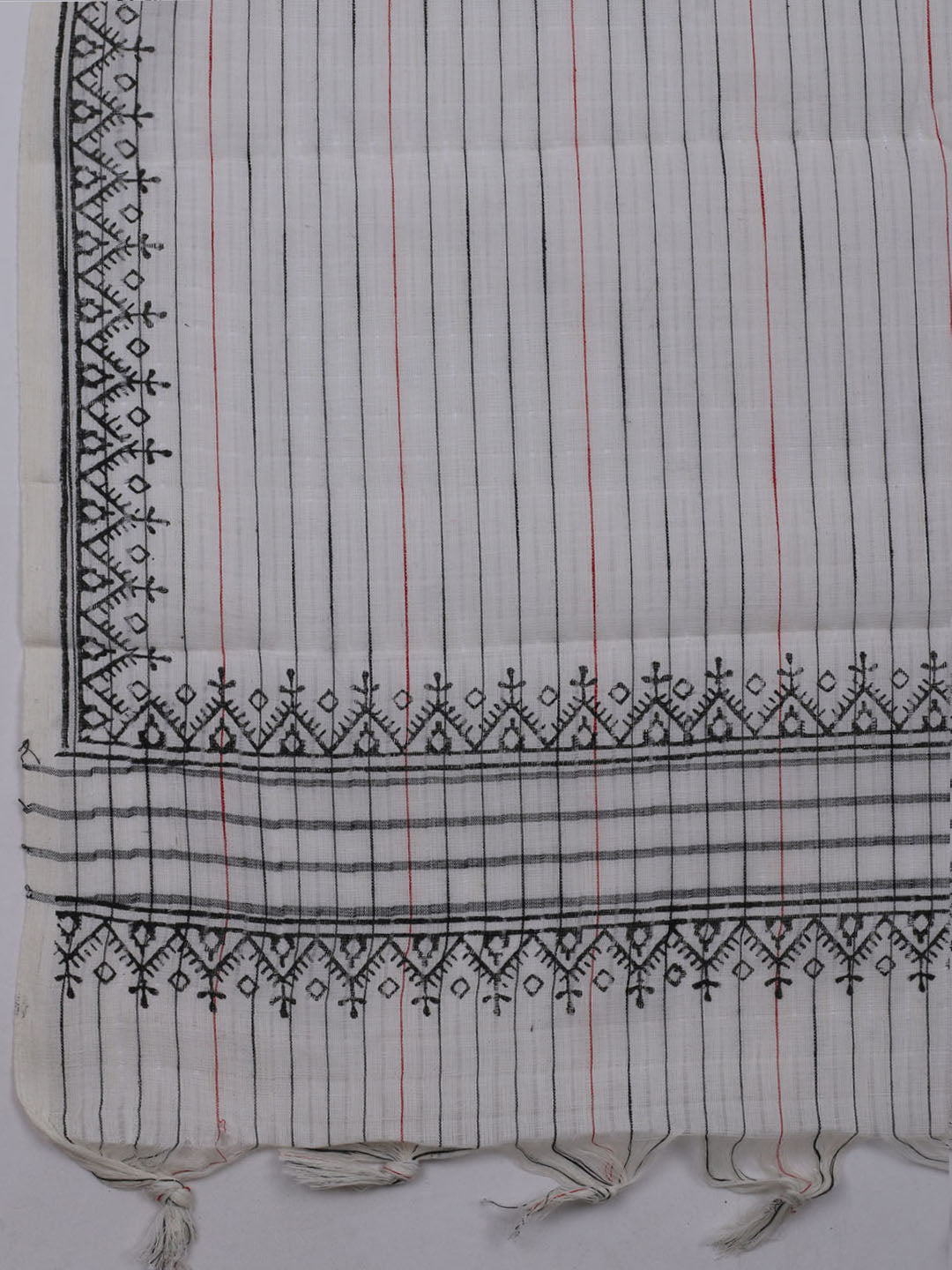 Patch Neck Cotton Blend Unstitched Suit With Dupatta