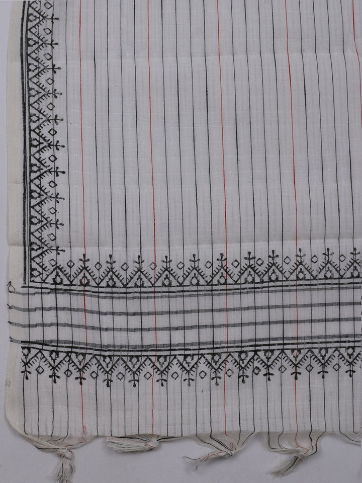 Patch Neck Cotton Blend Unstitched Suit With Dupatta