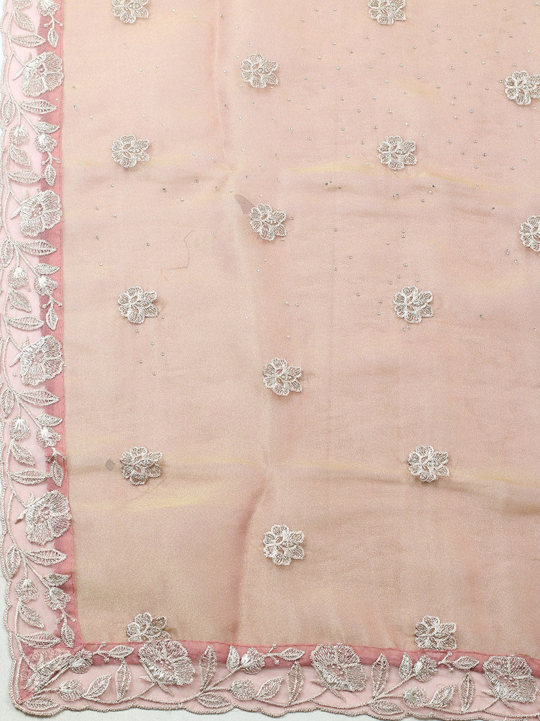 Embroidered Tissue Unstitched Suit With Pant &amp; Dupatta