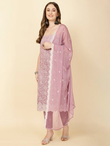 All Over Embroidery Cotton Unstitched Suit Piece With Dupatta