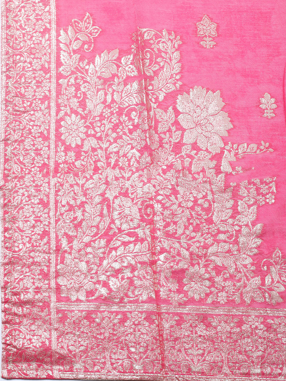 Embroidered Chanderi Unstitched Suit With Pant &amp; Dupatta