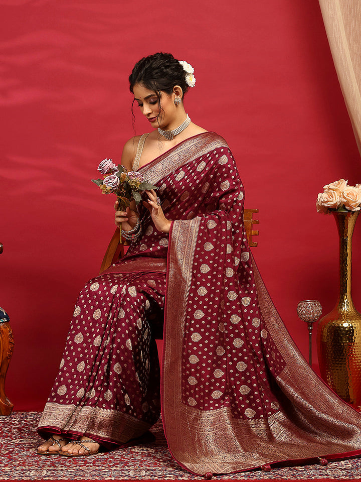 Woven Design Satin Saree