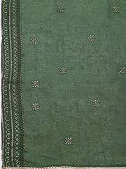 Embroidered Cotton Unstitched Suit With Pant & Dupatta