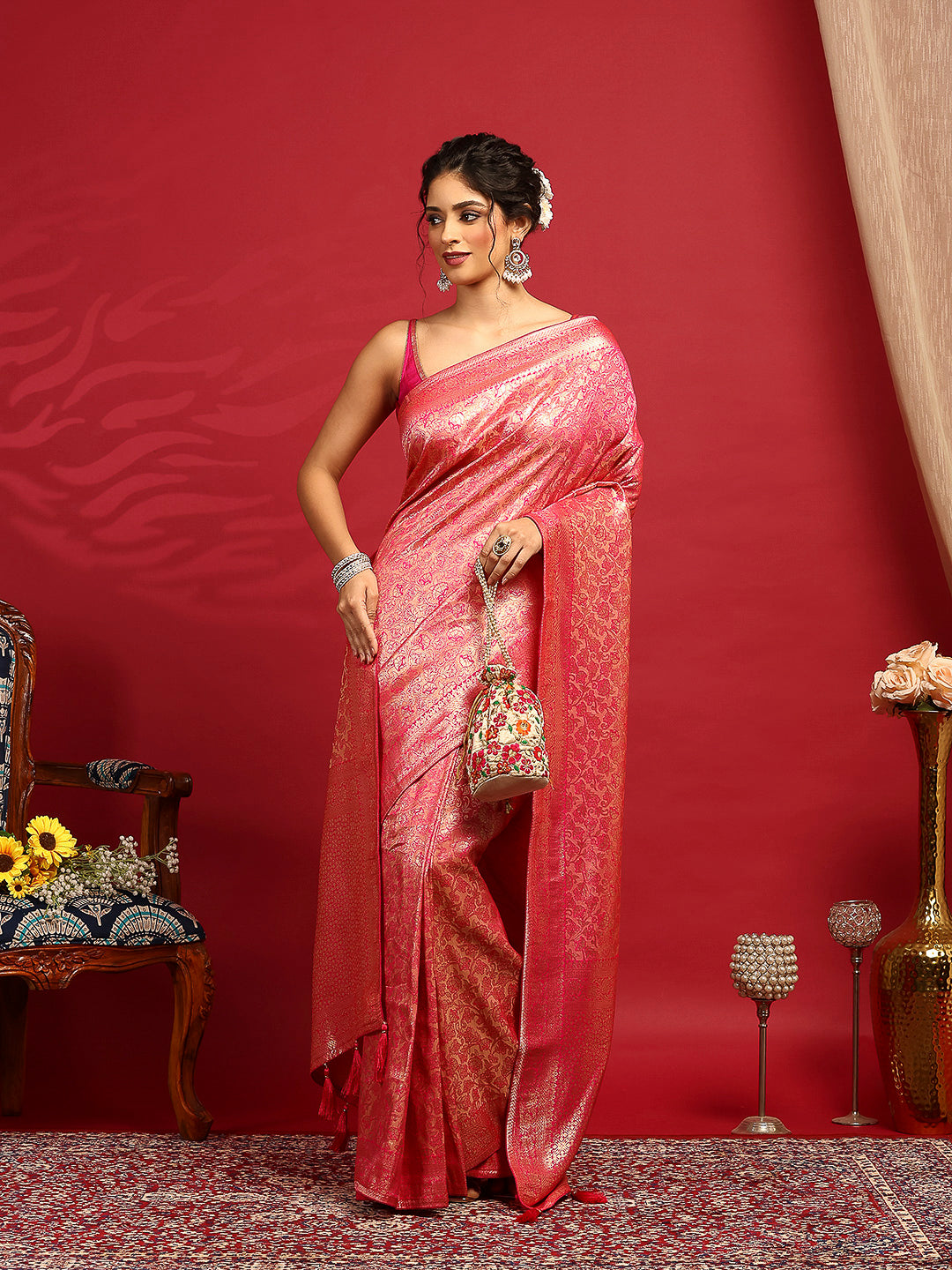 Woven Design Satin Saree