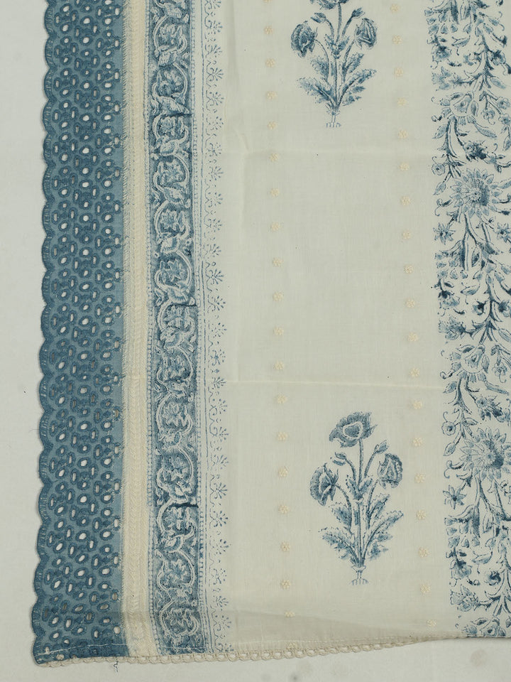Printed Cotton Unstitched Suits Printed Suit With Pant &amp; Dupatta
