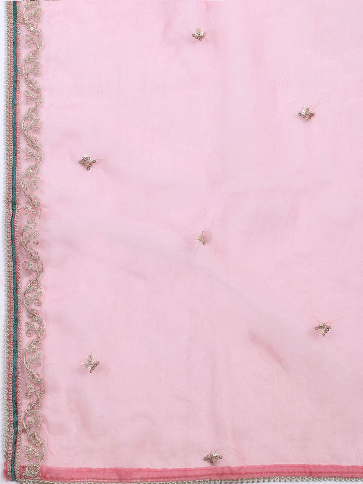 Neck Embroidered Chanderi Unstitched Suit With Dupatta