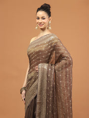 Sequence Embroidery Tissue Saree