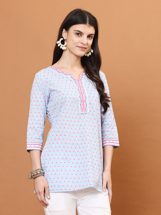 Printed Cotton Blend Short Kurti