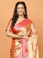 Plain Zari Border Banarasi Woven Saree