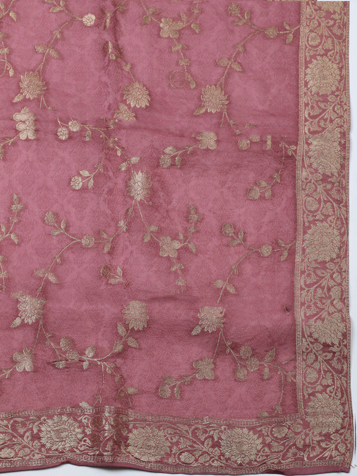 Woven Design Chanderi Unstitched Suit With Pant &amp; Dupatta