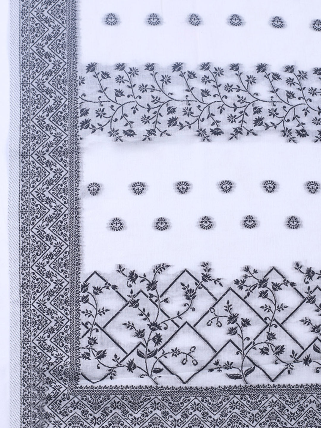 Woven Design Cotton Blend Unstitched Suit With Pant &amp; Dupatta