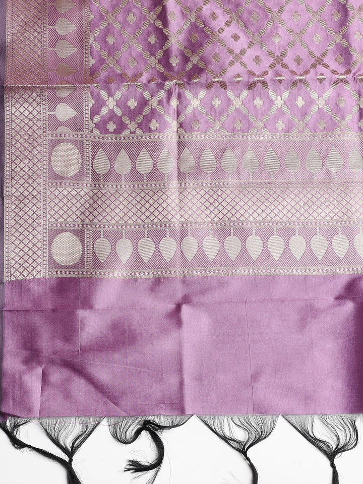 Woven Banarasi Chanderi Unstitched Suit With Dupatta