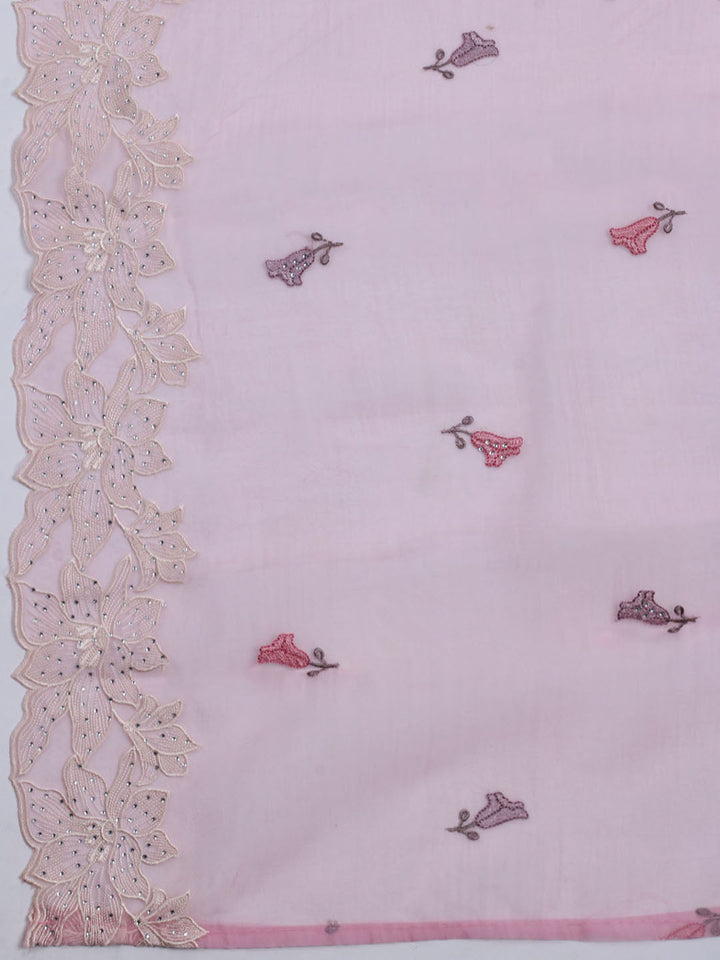 Embroidered Organza Unstitched Suit With Dupatta