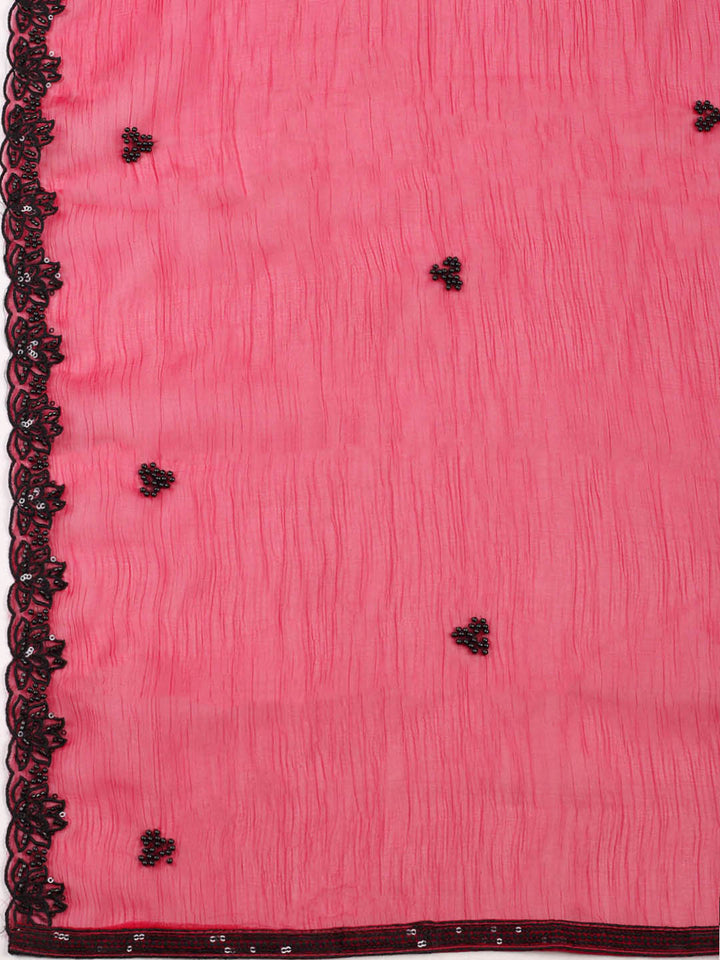 Embroidered Organza Unstitched Suit With Pant &amp; Dupatta