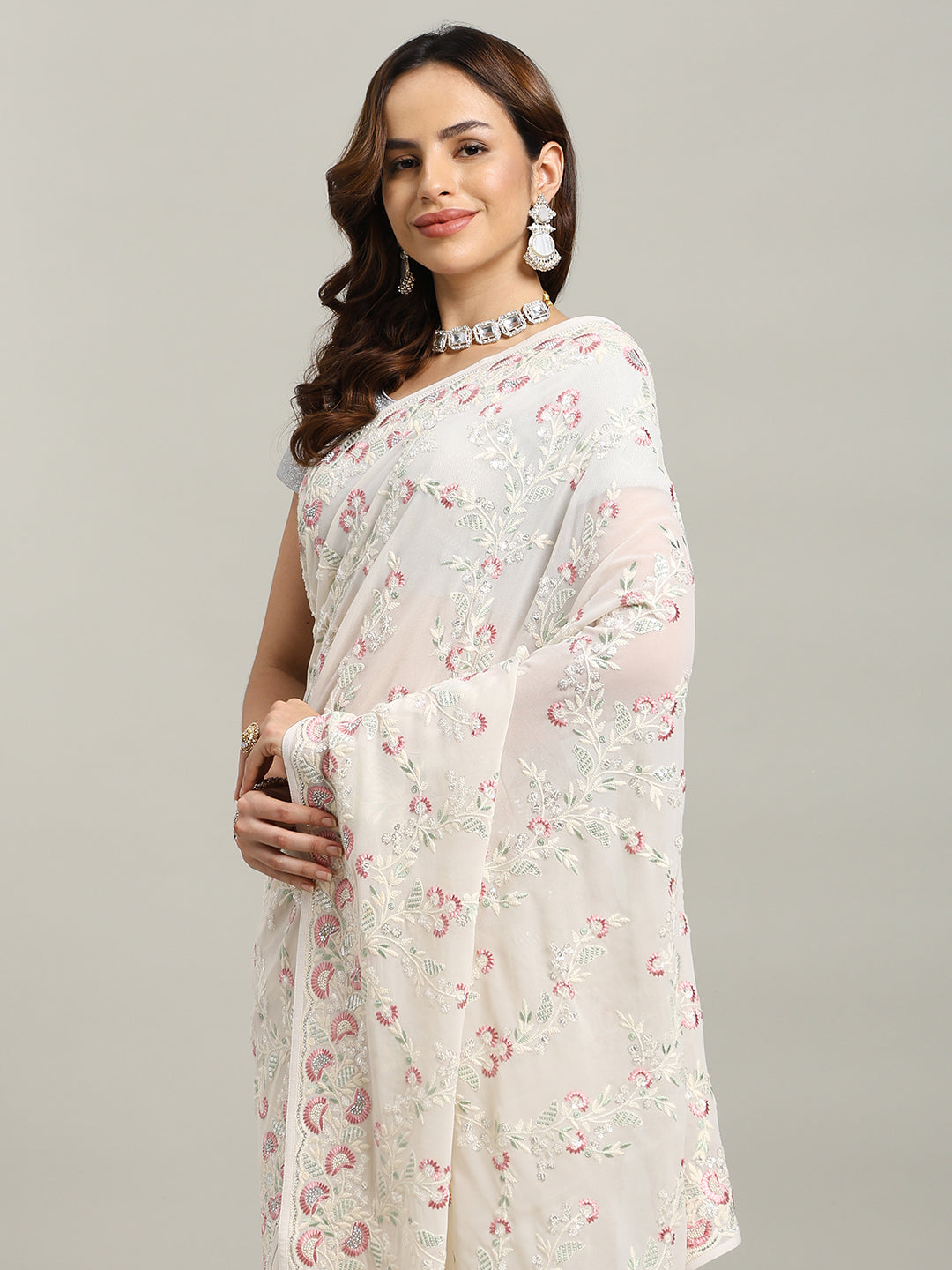 Cutdana Embroidery Georgette Saree